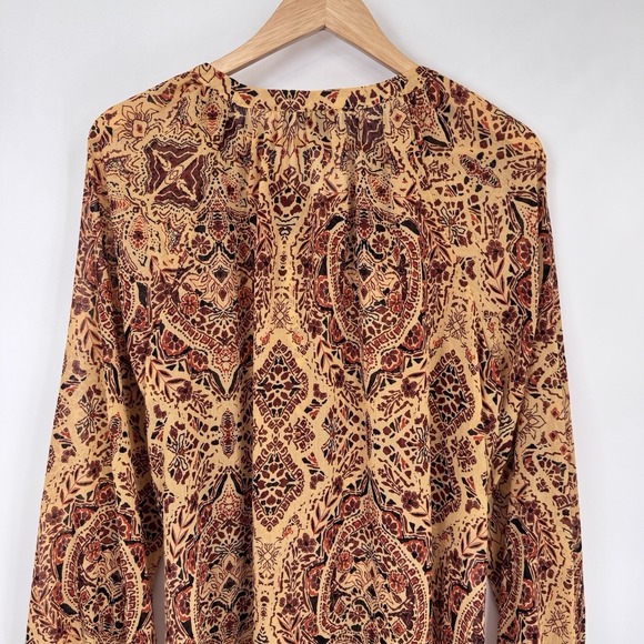 Torrid Sheer Top Womens 1x Brown Orange Fall Mandala Print Polyester - Picture 10 of 15